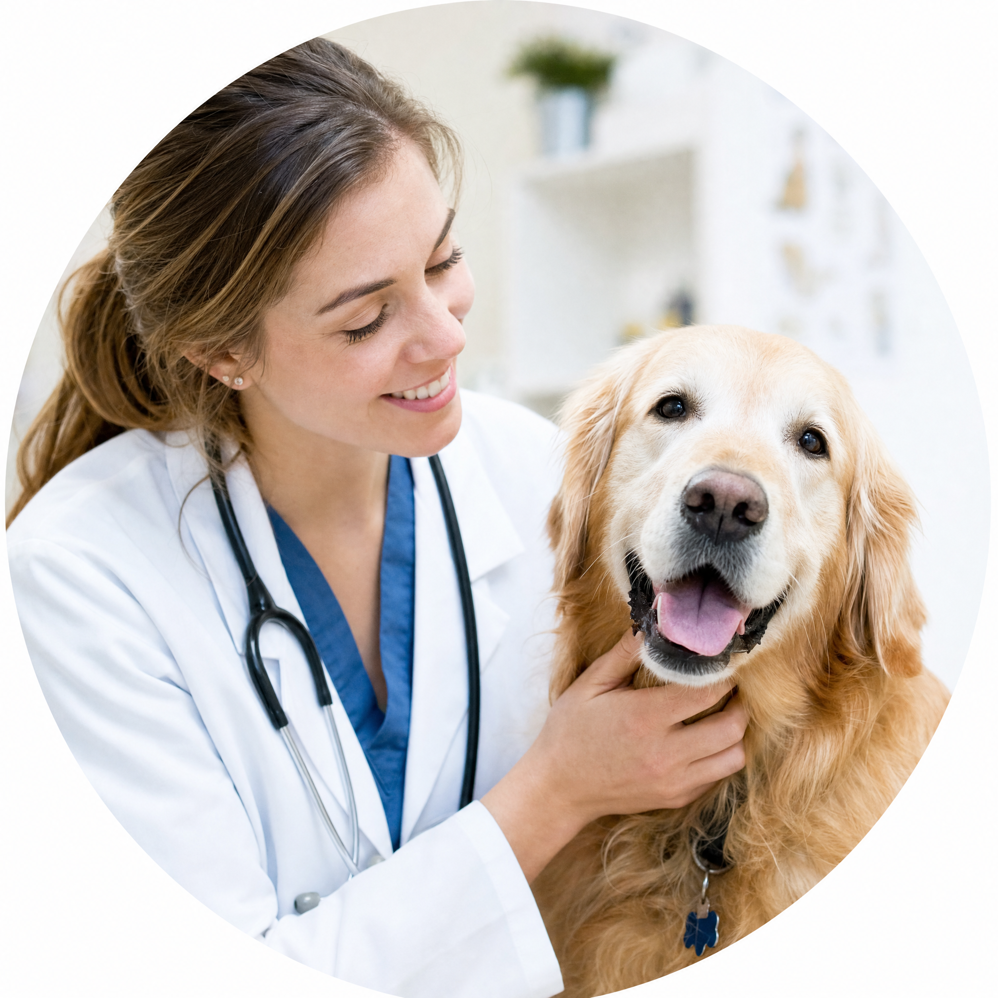 Veterinarian with a happy dog