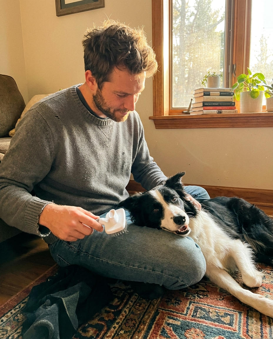 Mon Border Collie demande la brosse maintenant