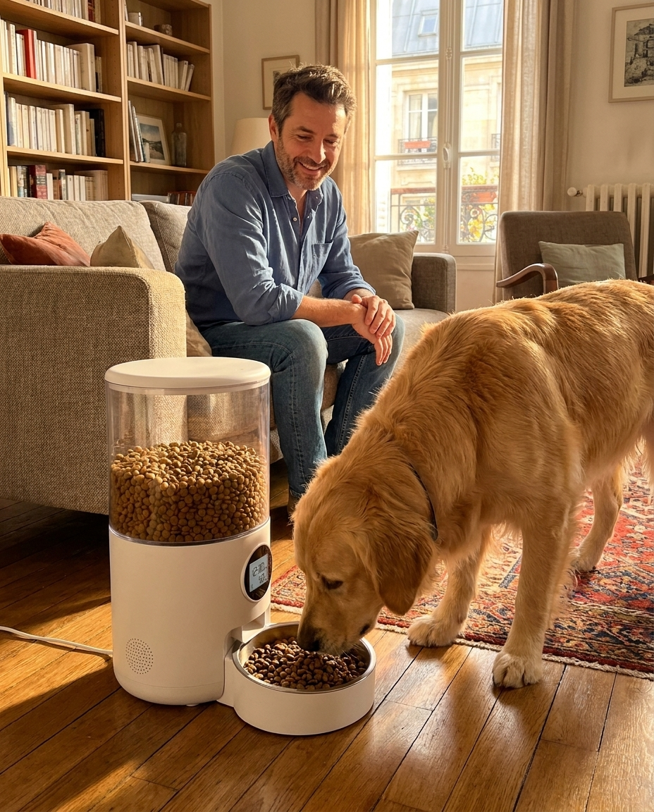 Mon Golden mange à l'heure exacte