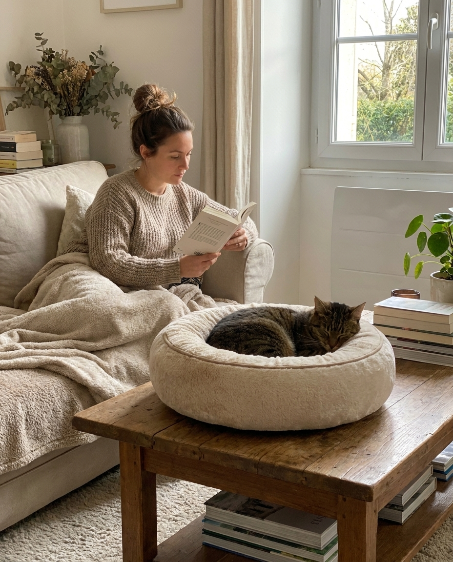 Mon chat pétrit et ronronne enfin