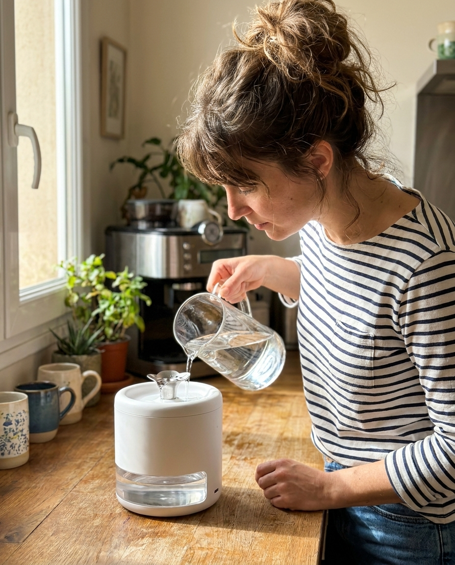 Chat sénior enfin hydraté