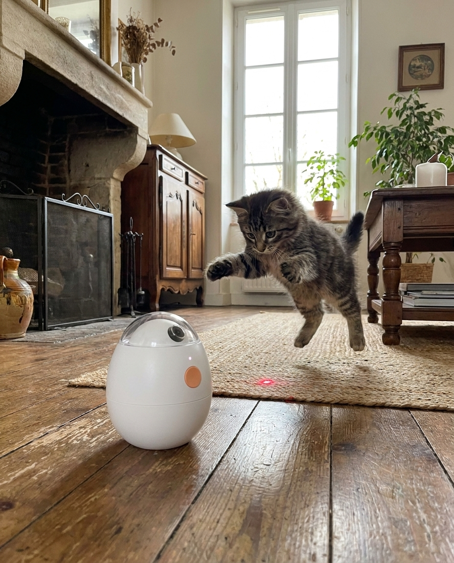 Chaton mid-air en pleine chasse