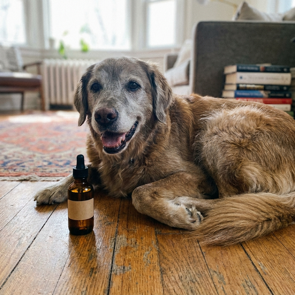 Senior dog relaxed with Collagen 3X