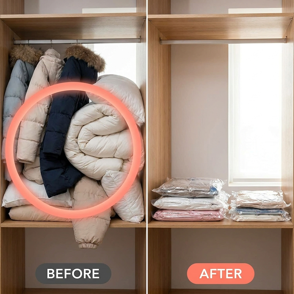 Reduce hasta un 75% el volumen de tu ropa de temporada.