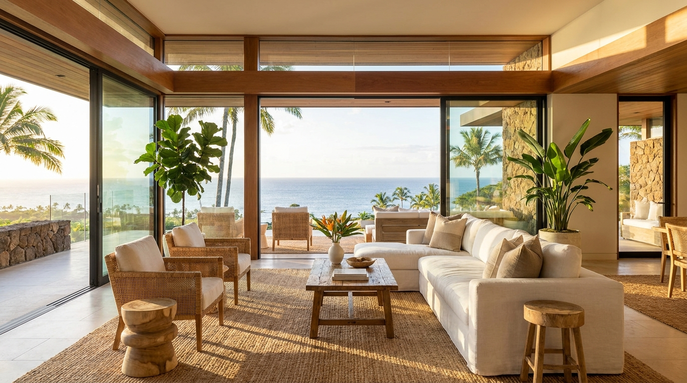 Luxury interior with ocean view