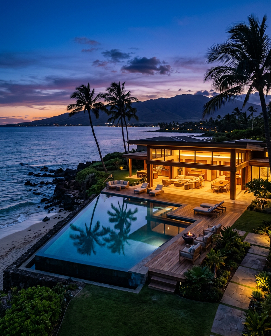 Twilight beachfront estate, Big Island