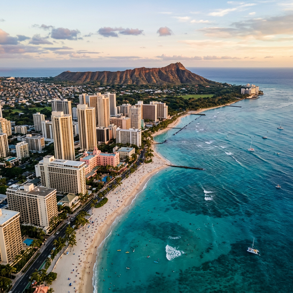 O'ahu coastline with Diamond Head