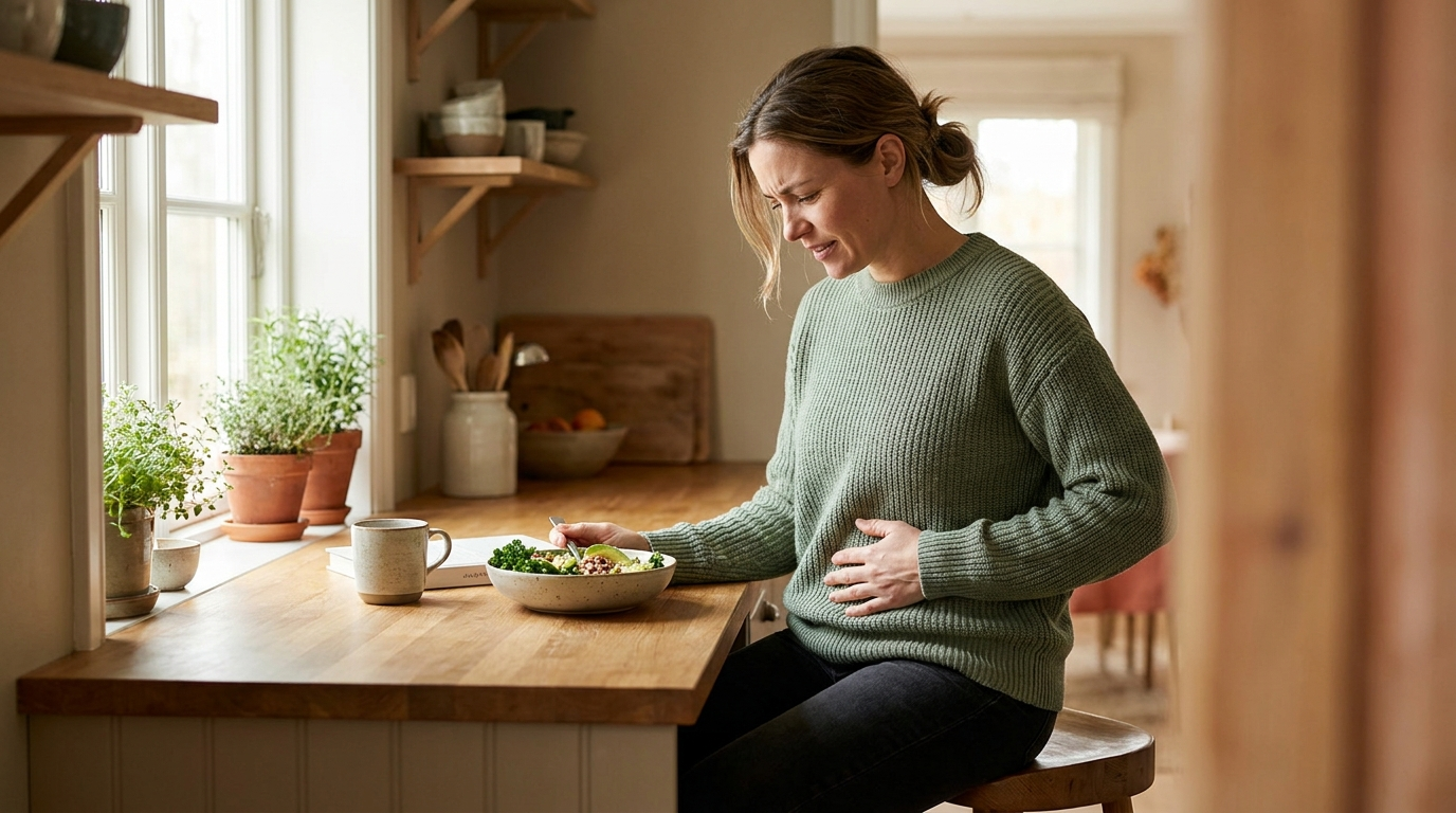 Woman preparing a healthy meal in her kitchen