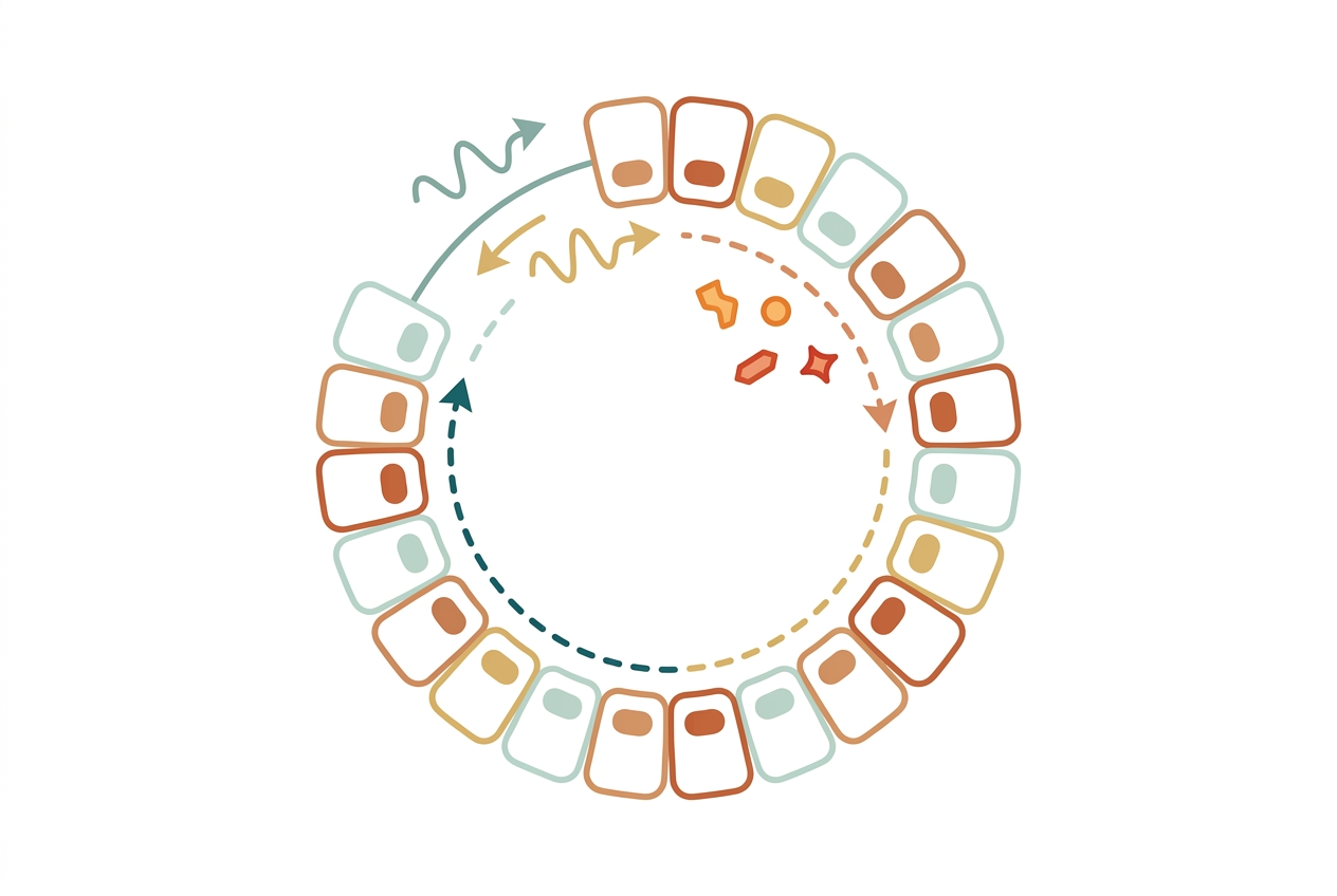 Illustration of the inflammation-permeability cycle in the gut lining