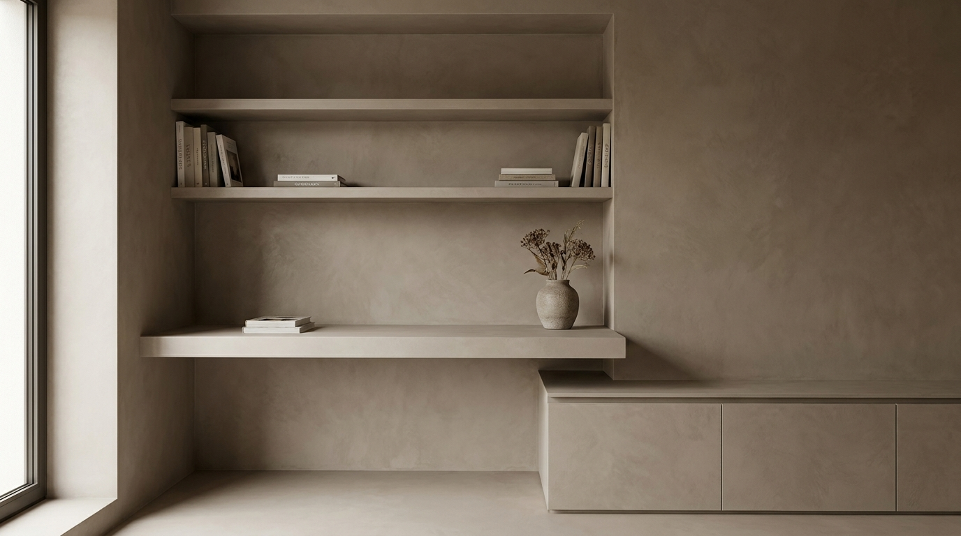 Private Studio — Taupe Wrapped Millwork