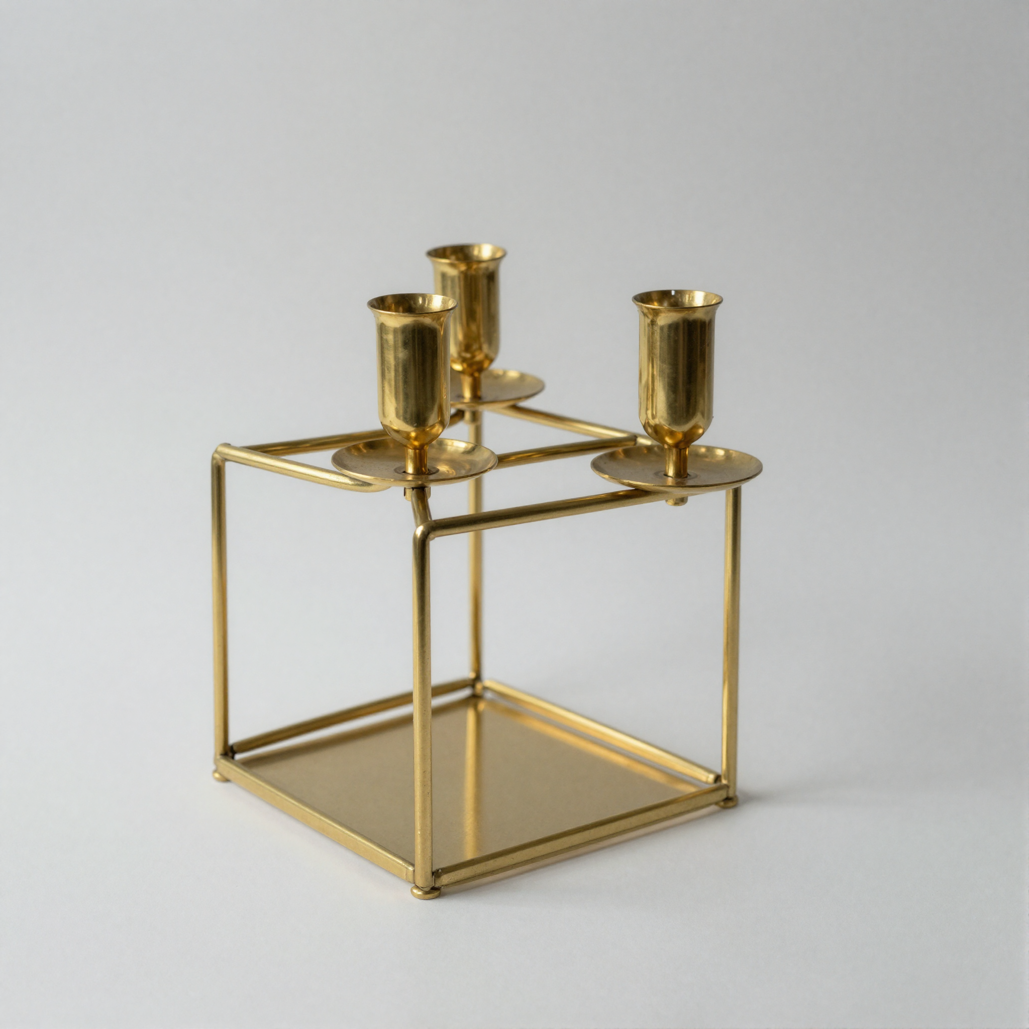 Geometric Brass Candle Holder detail