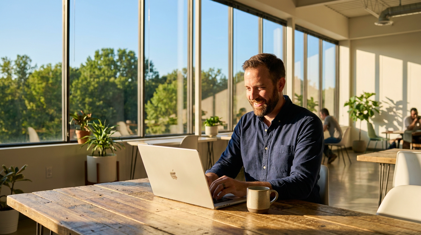 Professional aan het werk op laptop