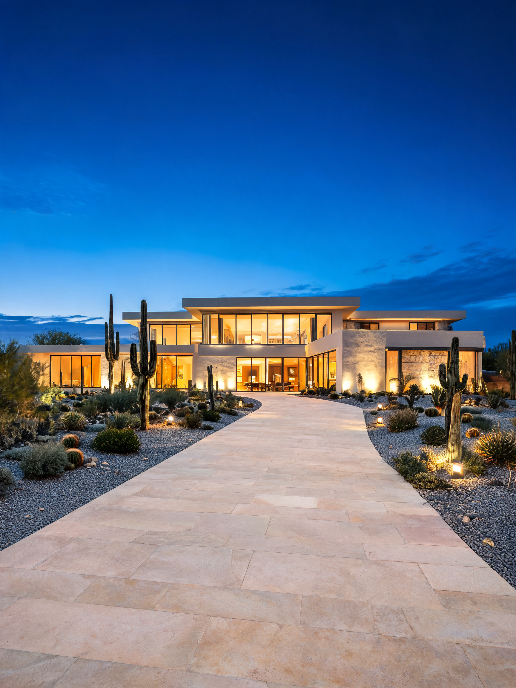 Luxury exterior night real estate photography Paradise Valley AZ
