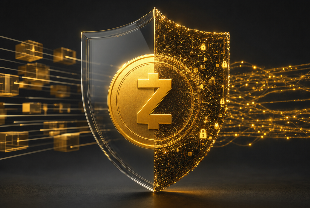 Illustration of Zcash transparent versus shielded transactions secured by zero-knowledge proofs