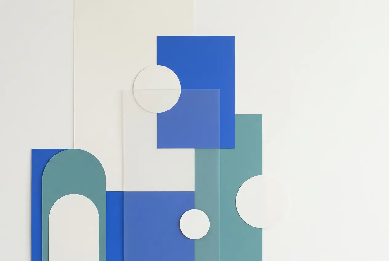 Abstract geometric color fields evoking brand and marketing
