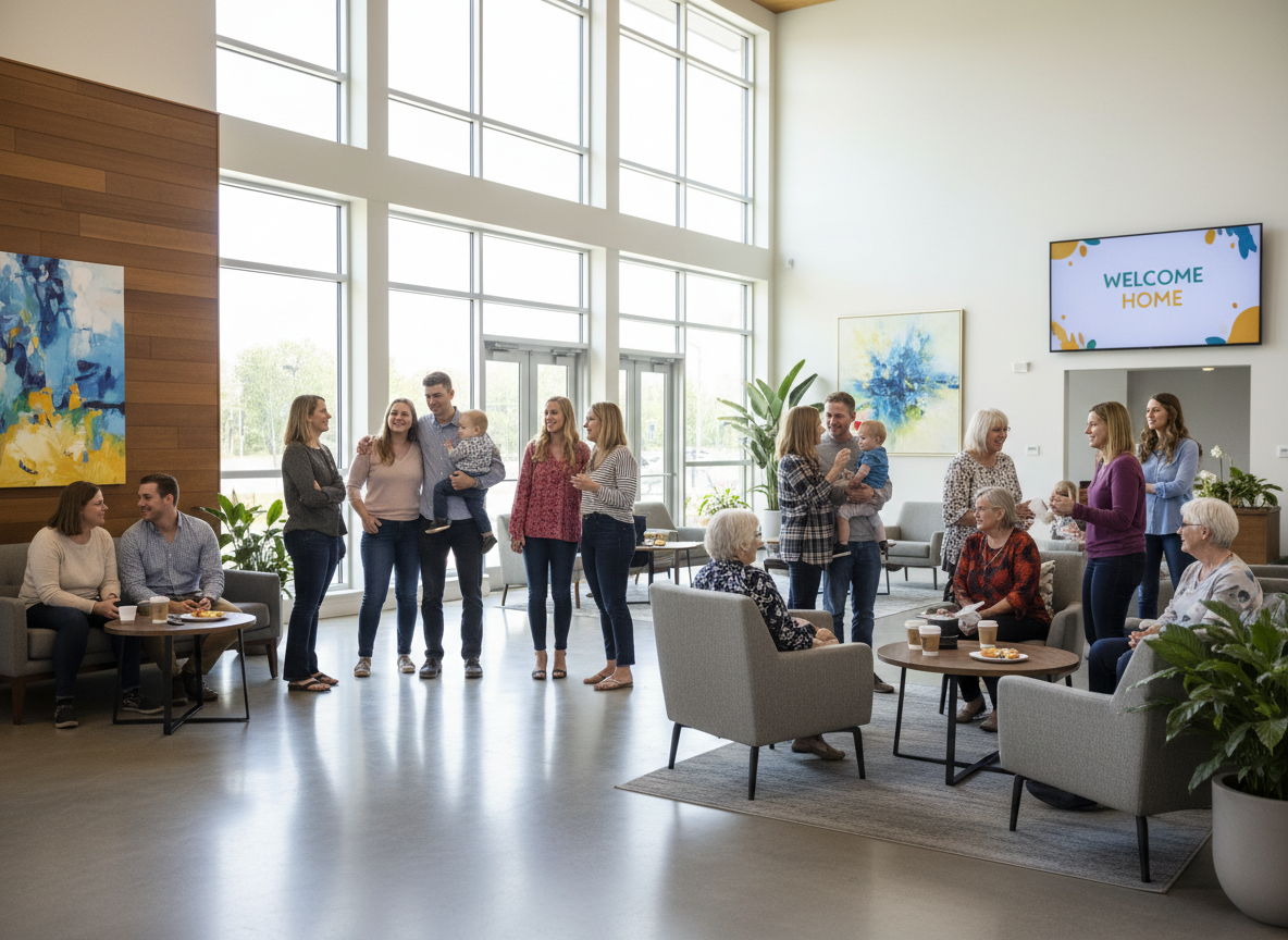 Our church community connecting after a service