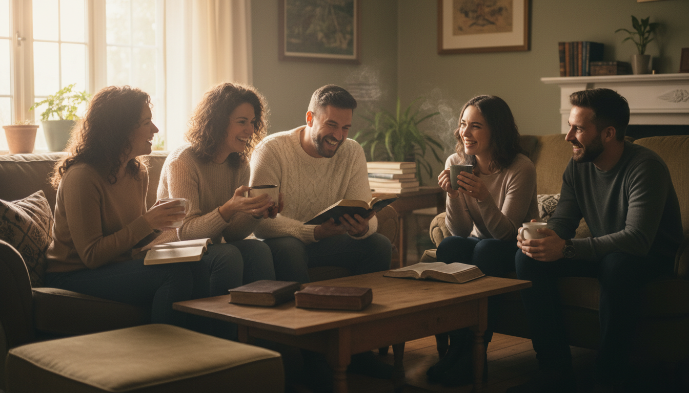 A small group meeting in a home