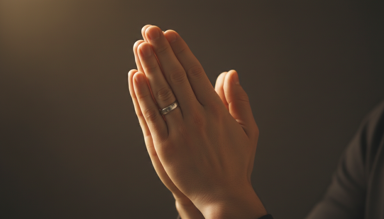 Hands clasped in prayer