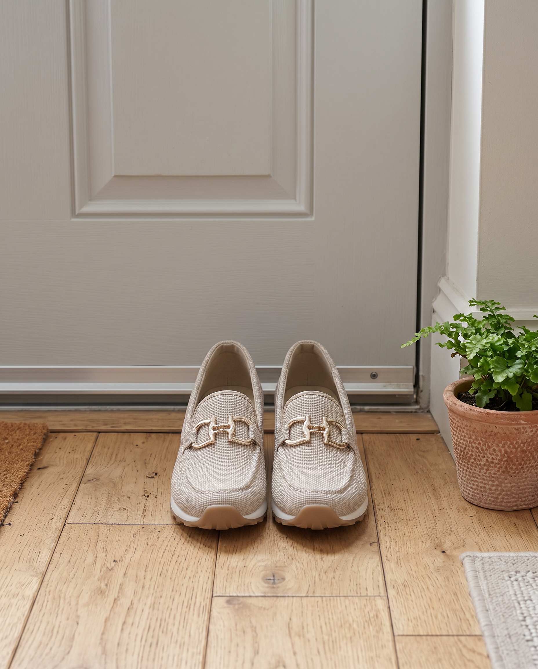 Mili Orthopaedic Loafer Sneakers paired by the front door