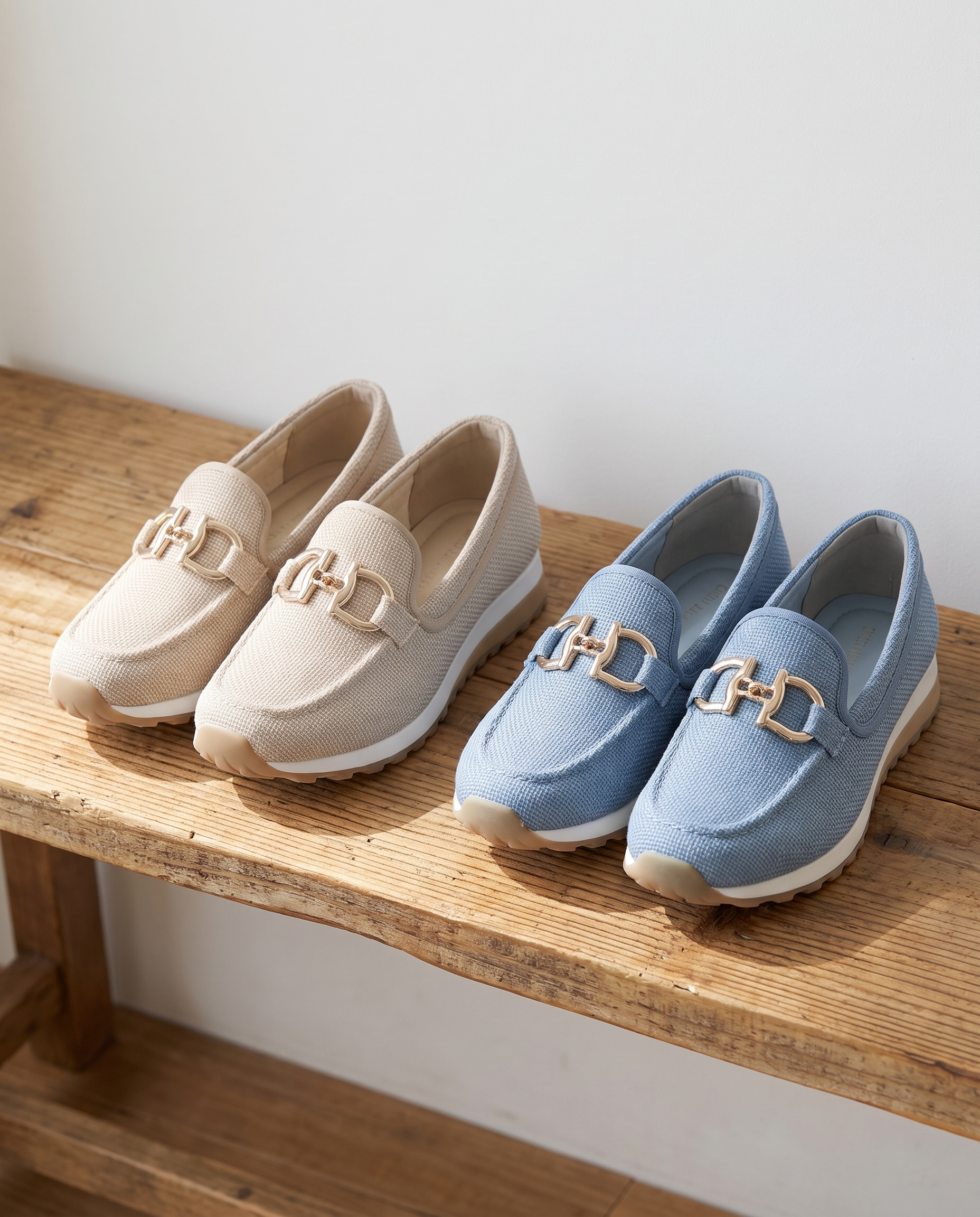 Mili Orthopaedic Loafer Sneakers in beige and blue side by side