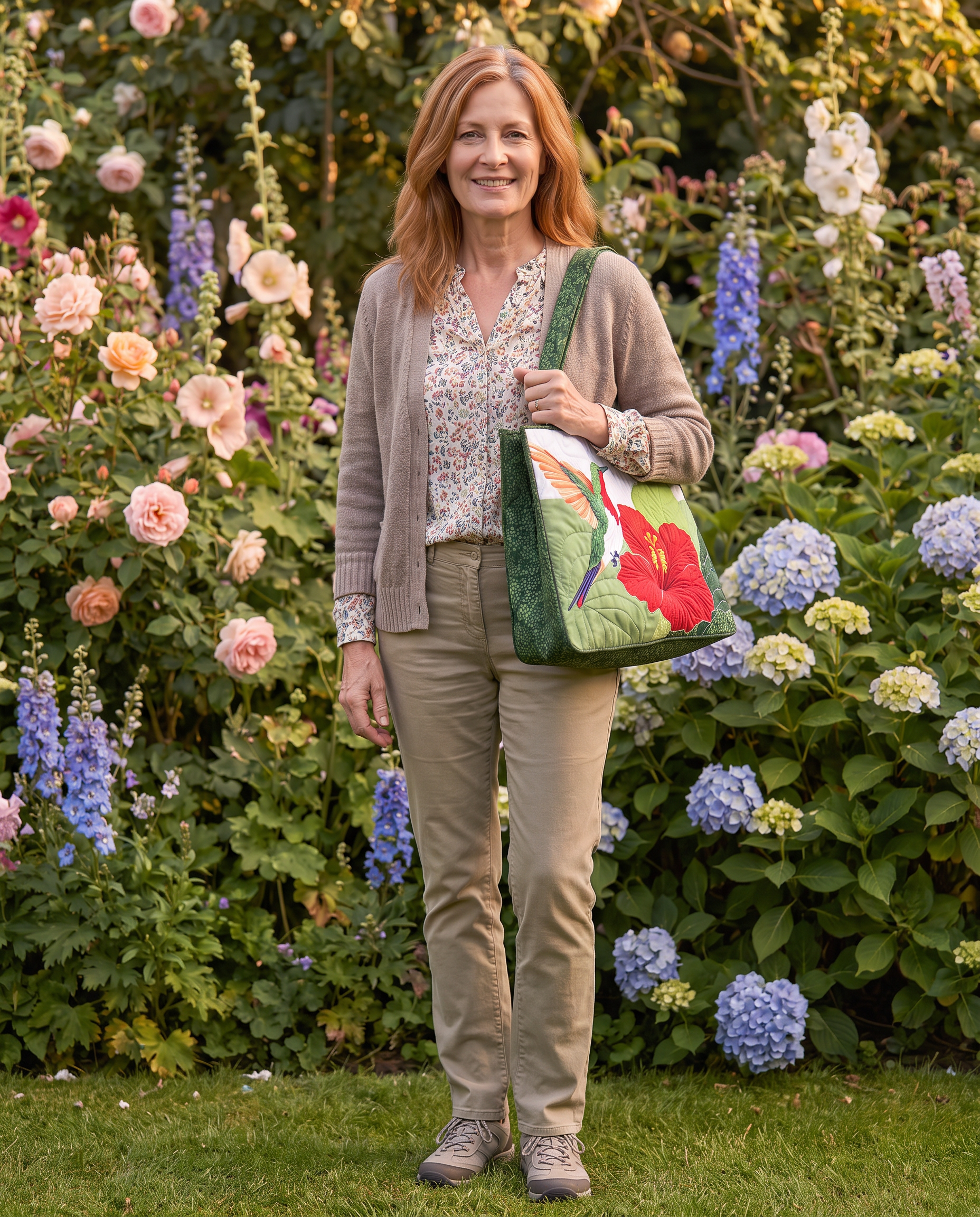 Diane Ashcroft in the ARTISAN BAG | Hummingbird & Red Hibiscus