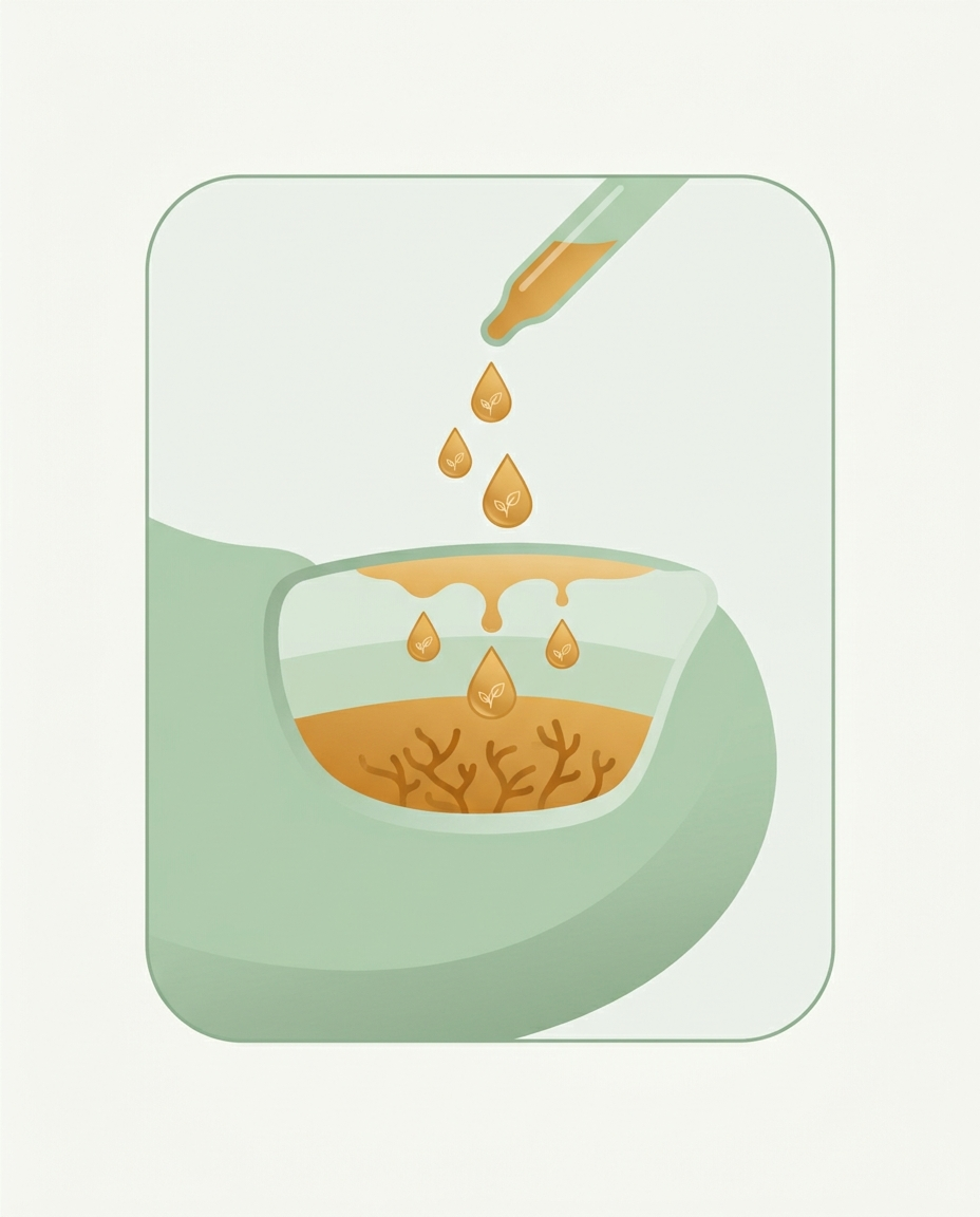 Illustratie: tea tree olie trekt in de nagel en bereikt de schimmel eronder
