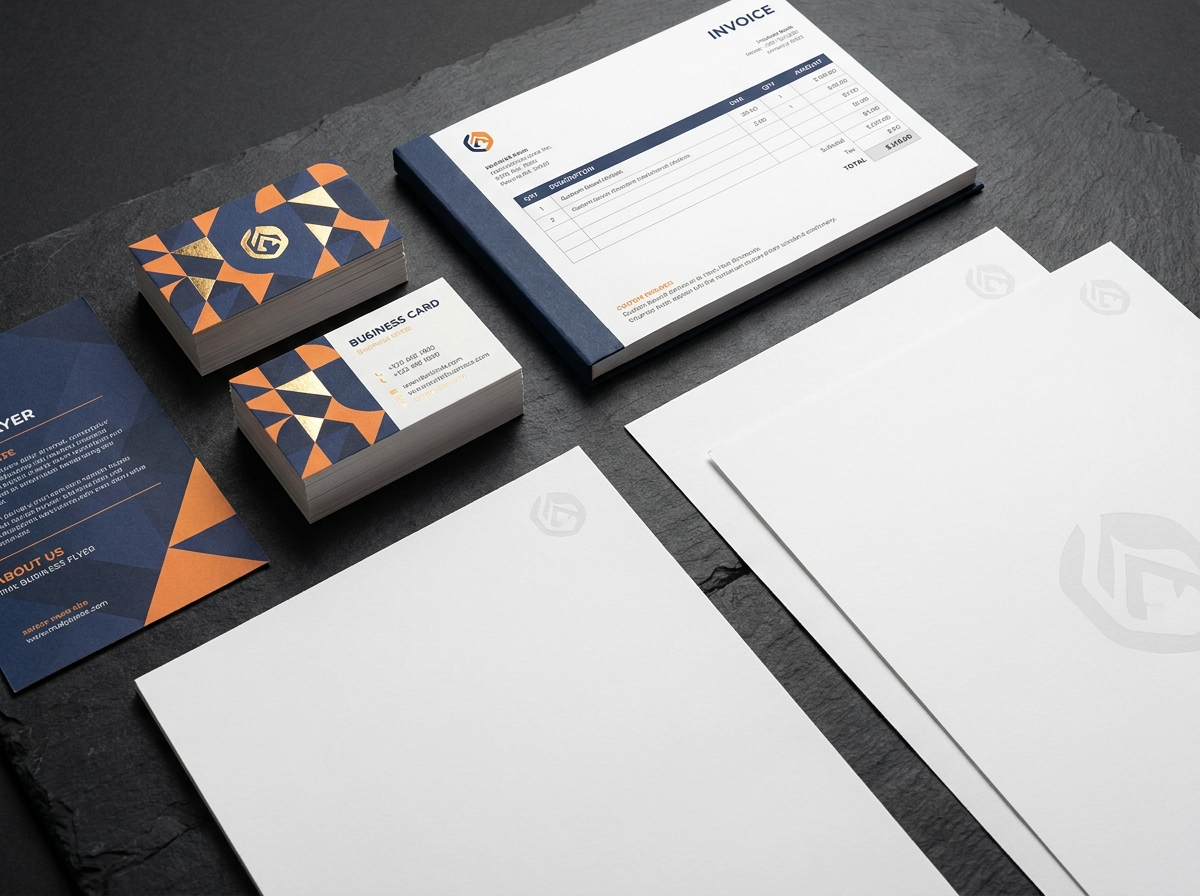 Professional business stationery — business cards, flyers and invoice books