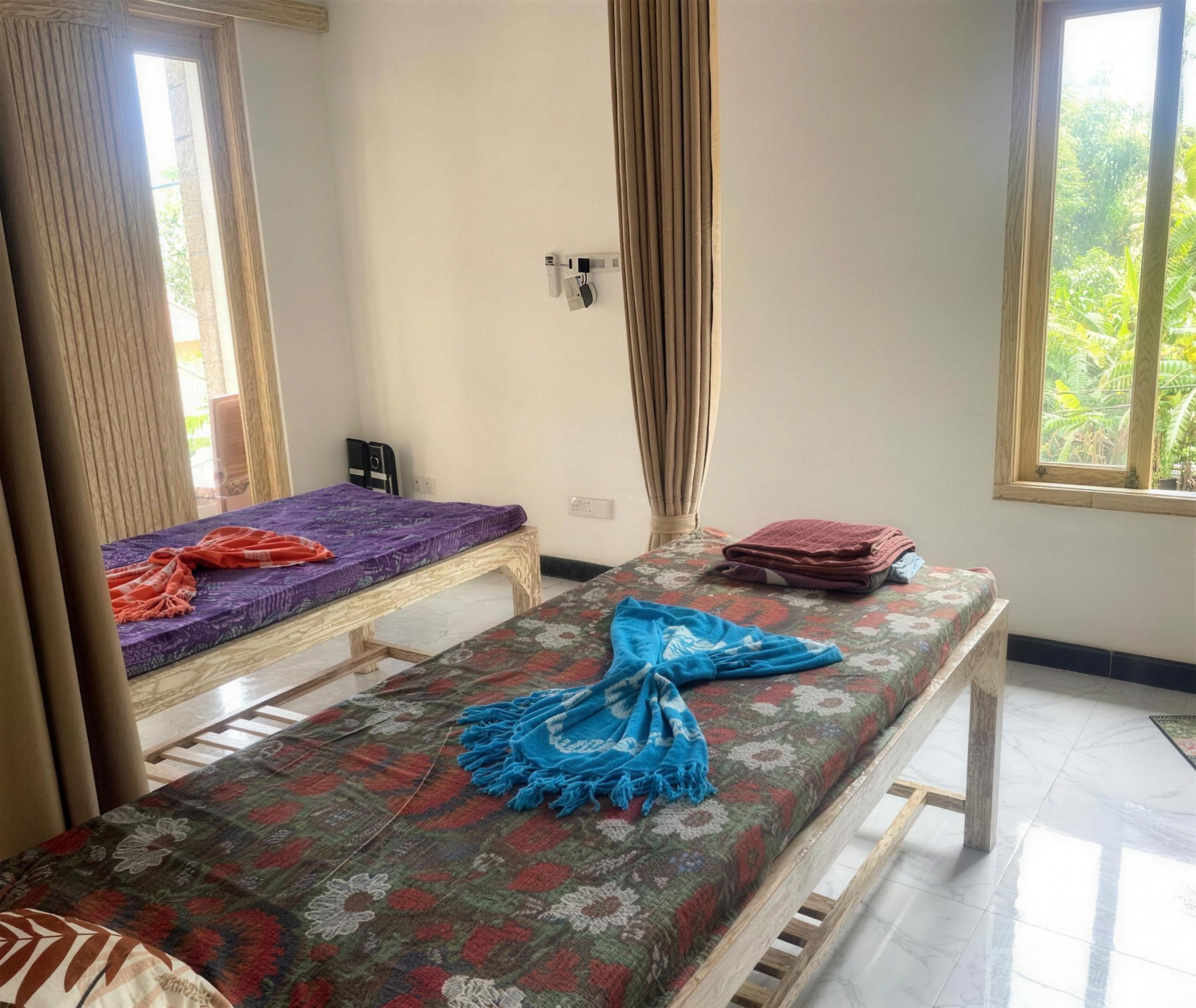 Bright treatment room with garden window