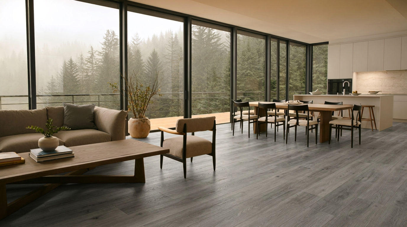 Realistic Portland Home with Parallel LVP Planks Running One Direction