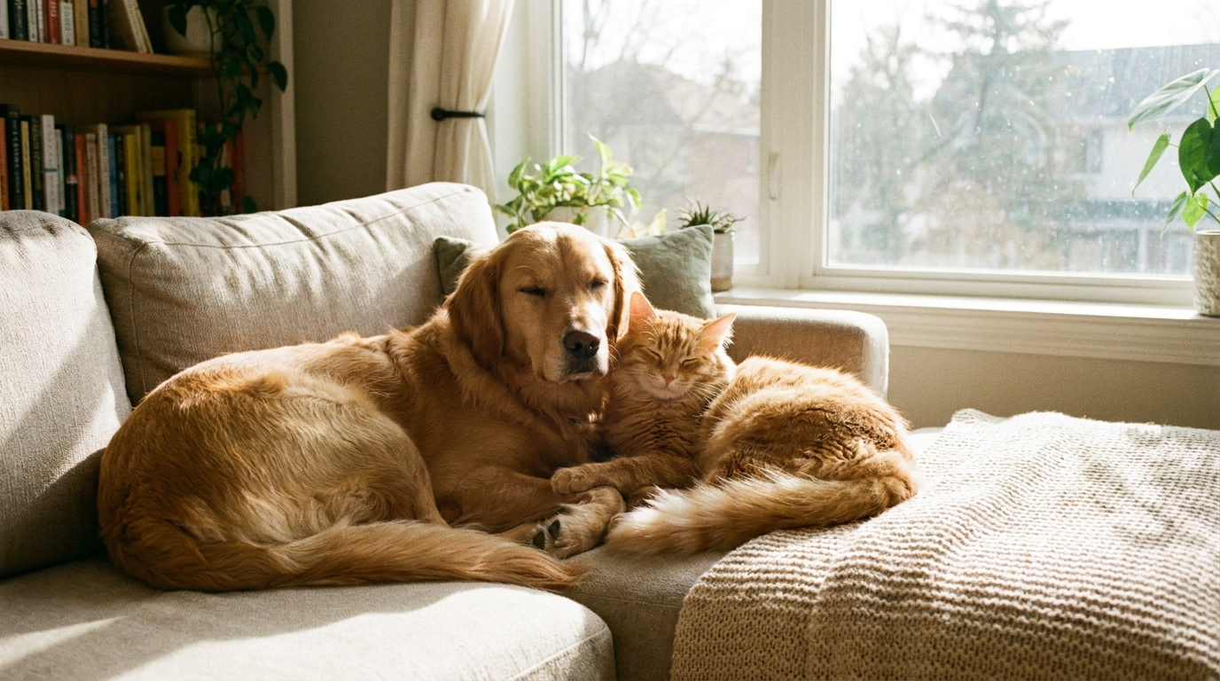 A relaxed dog and cat — every mammal has an endocannabinoid system