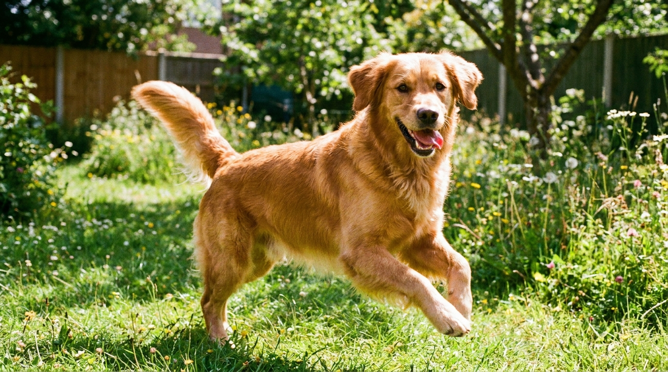 An energetic, healthy dog outdoors, supported by a balanced endocannabinoid system