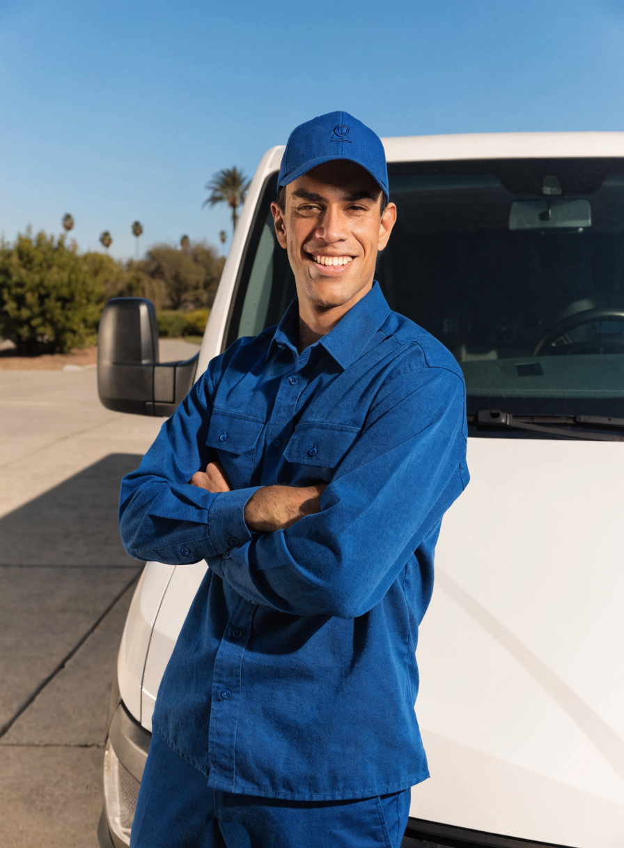 Friendly ExtraKey technician by the van