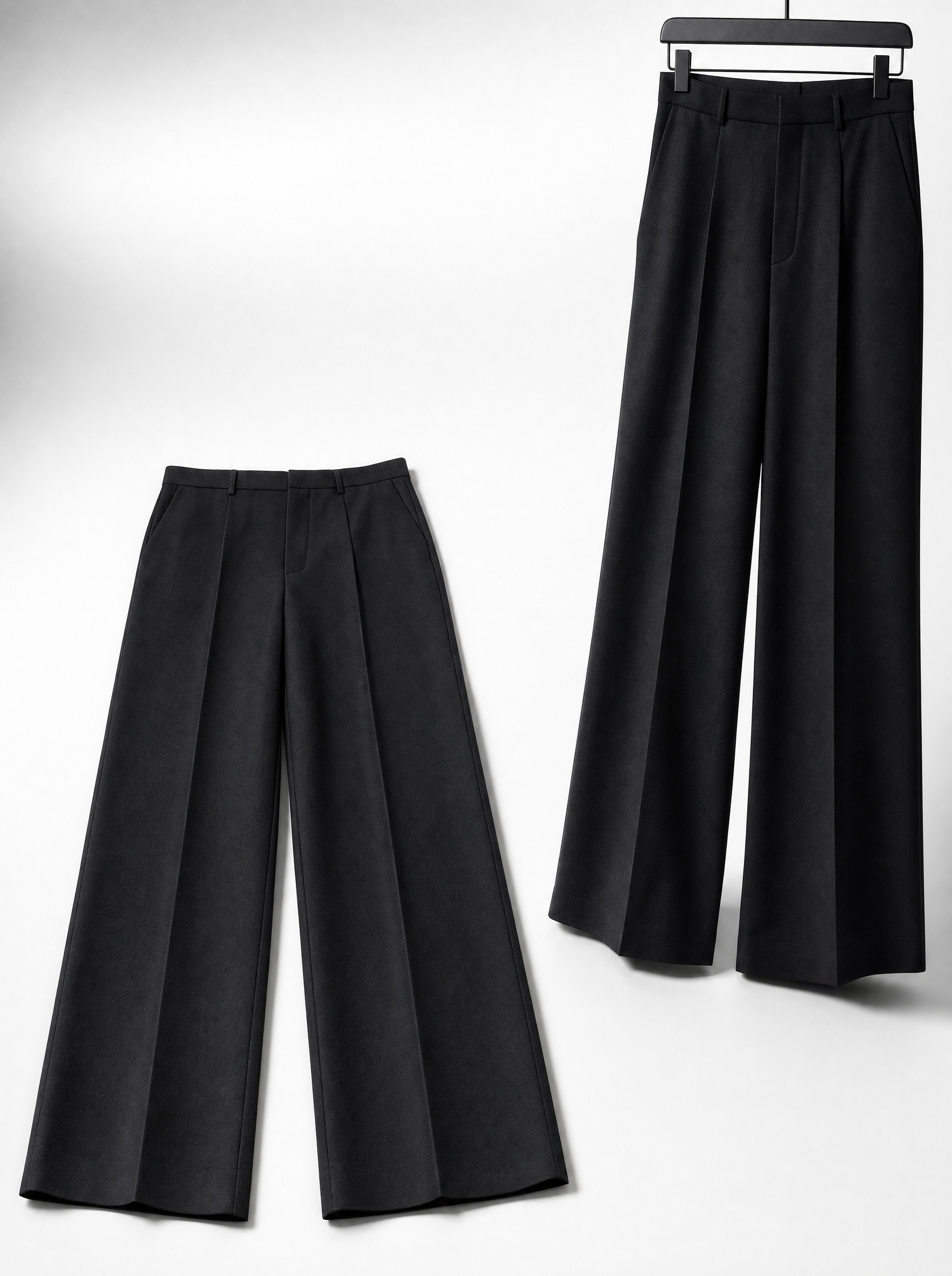 Tailored Wide-Leg Trousers in onyx — HD editorial fashion product image