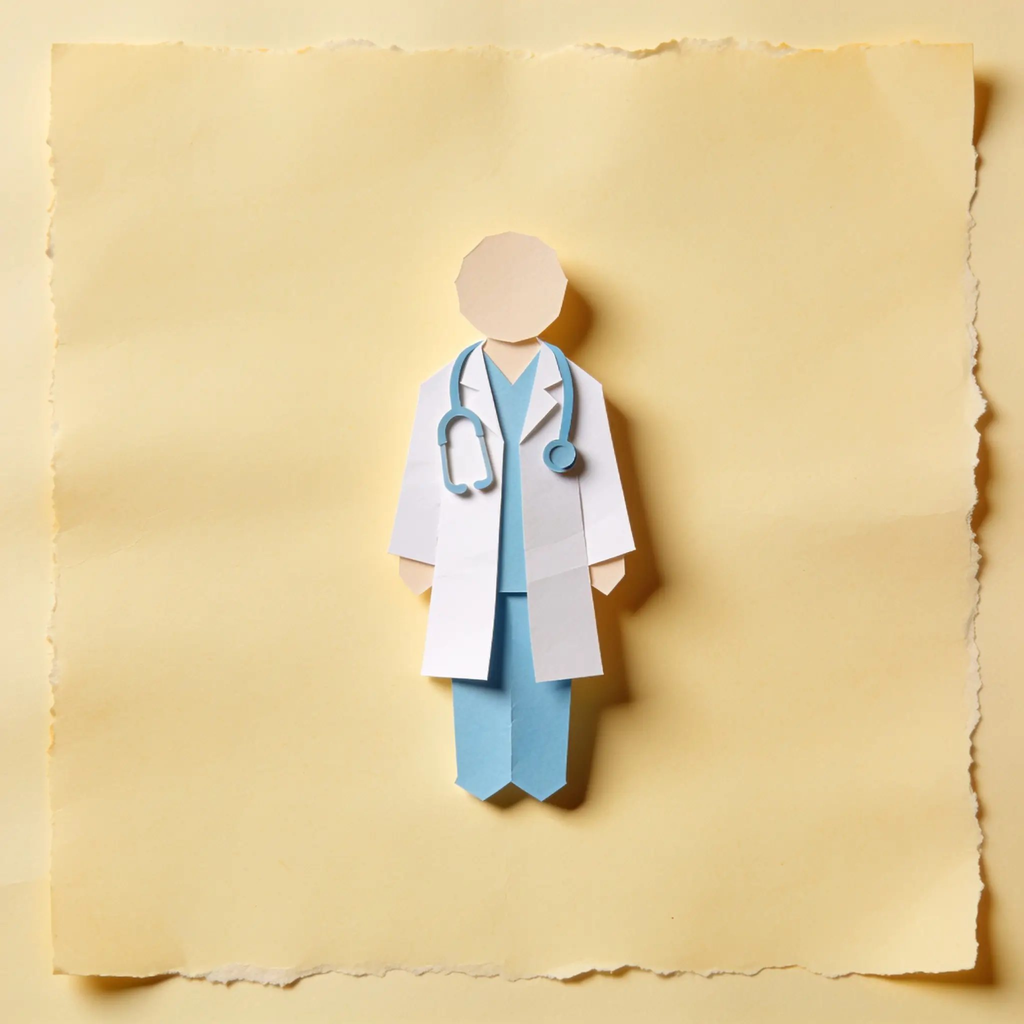 Paper cutout of a doctor with a stethoscope