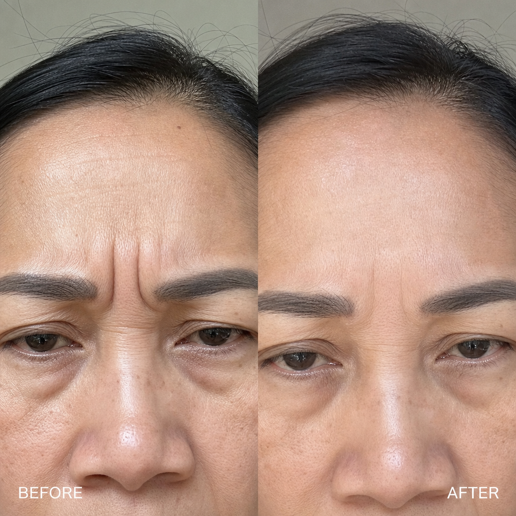 Before and after forehead lines