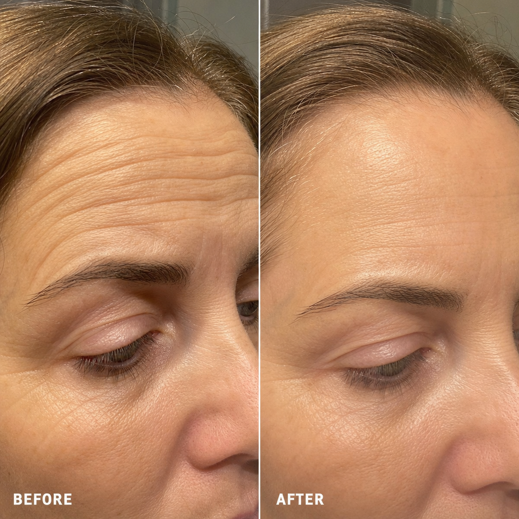 Before and after forehead lines