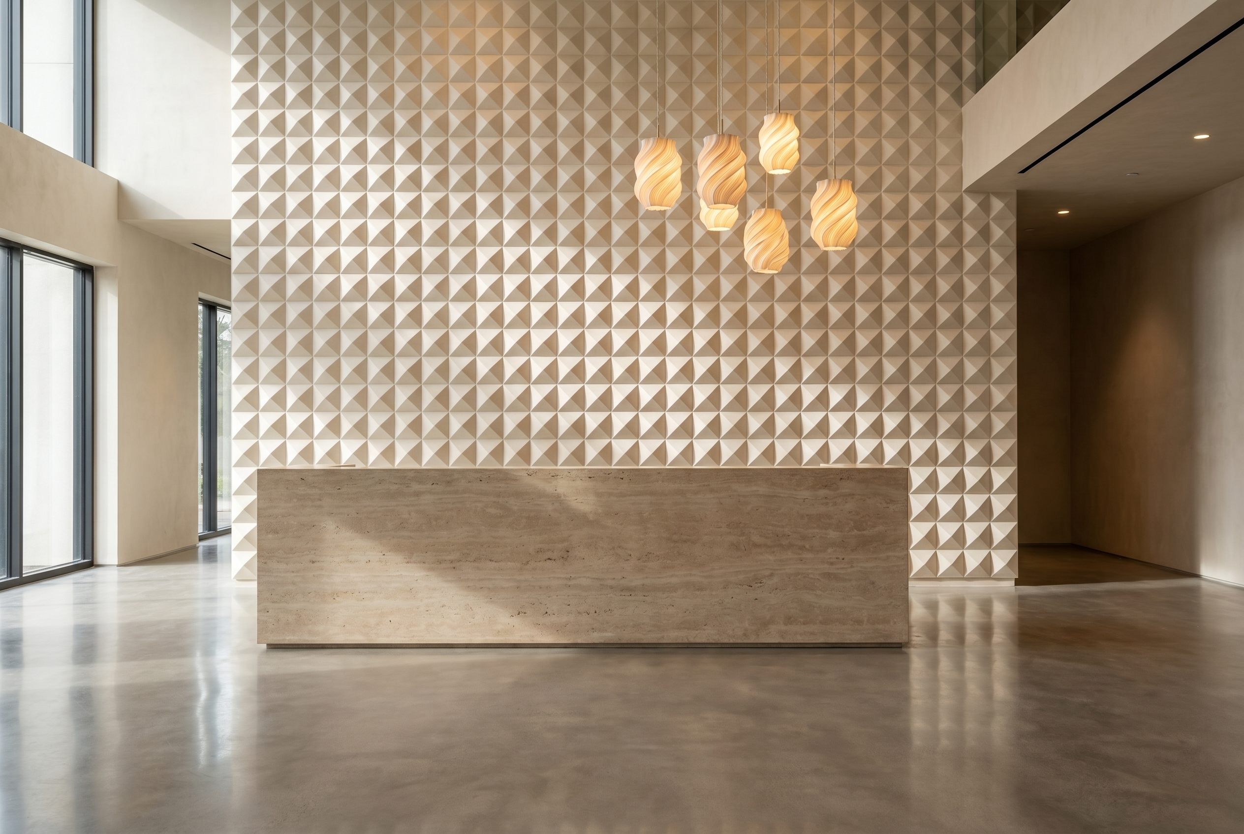 Le hall d'un boutique hôtel cinq étoiles
