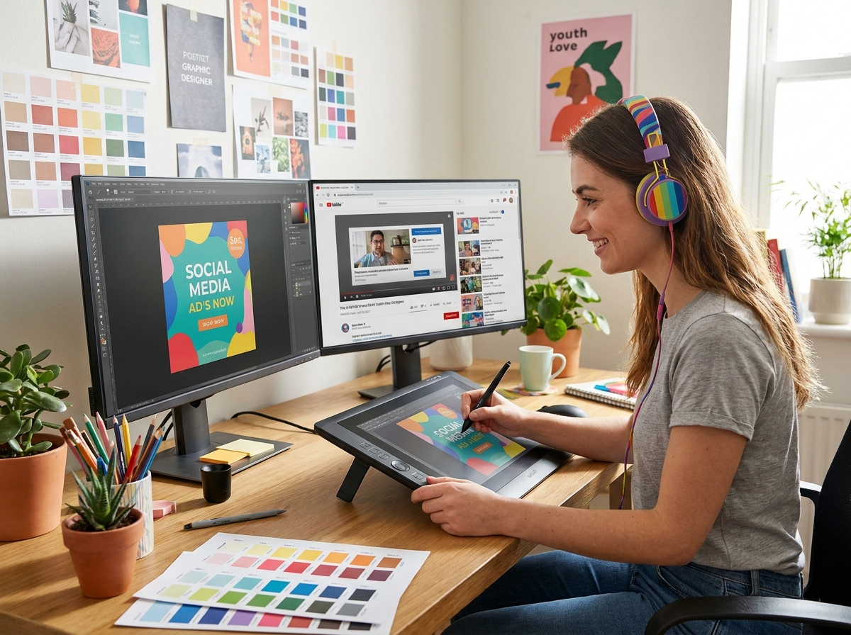 Creative team producing scroll-stopping ads