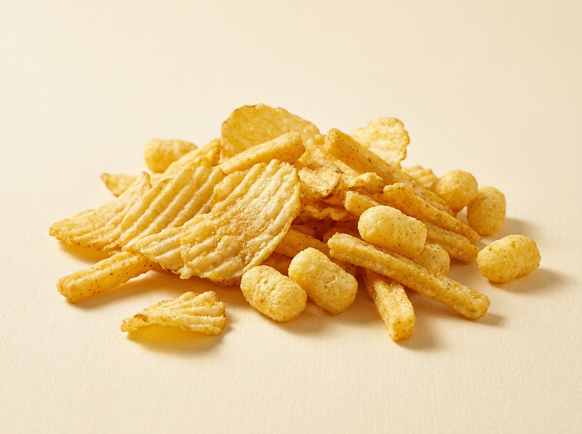 Extruded potato snacks and pellets