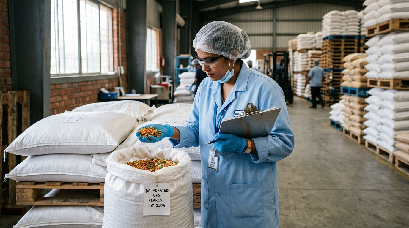 Poorti quality inspector checking a lot against the sealed sample