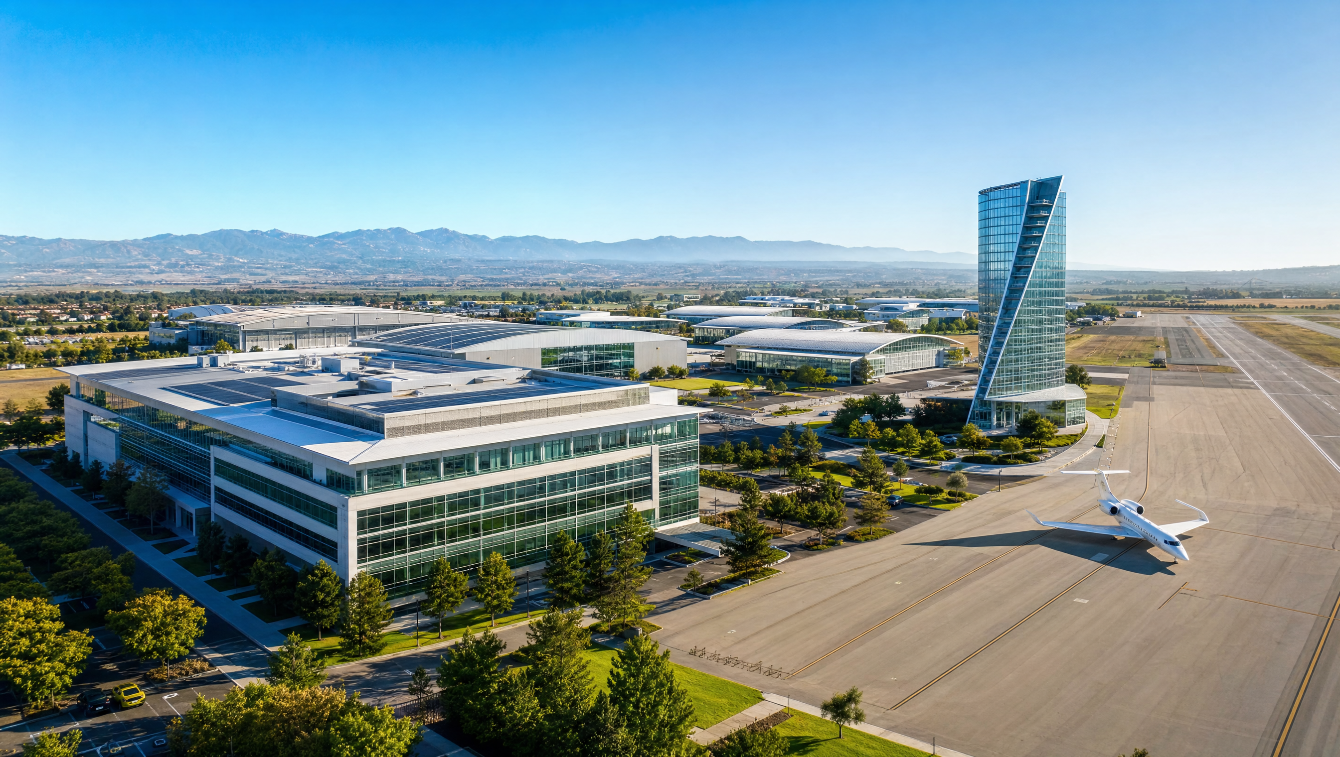Aerial view of the Port San Antonio technology and aerospace campus