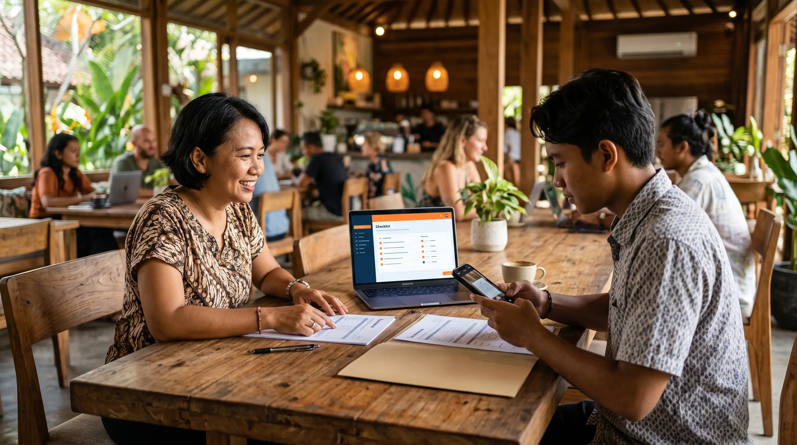 Business owner reviewing candidate document checklist