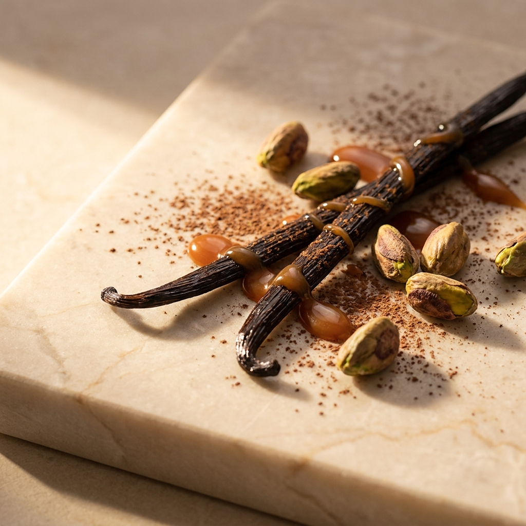 Familia olfativa gourmand: vainilla, caramelo y pistacho