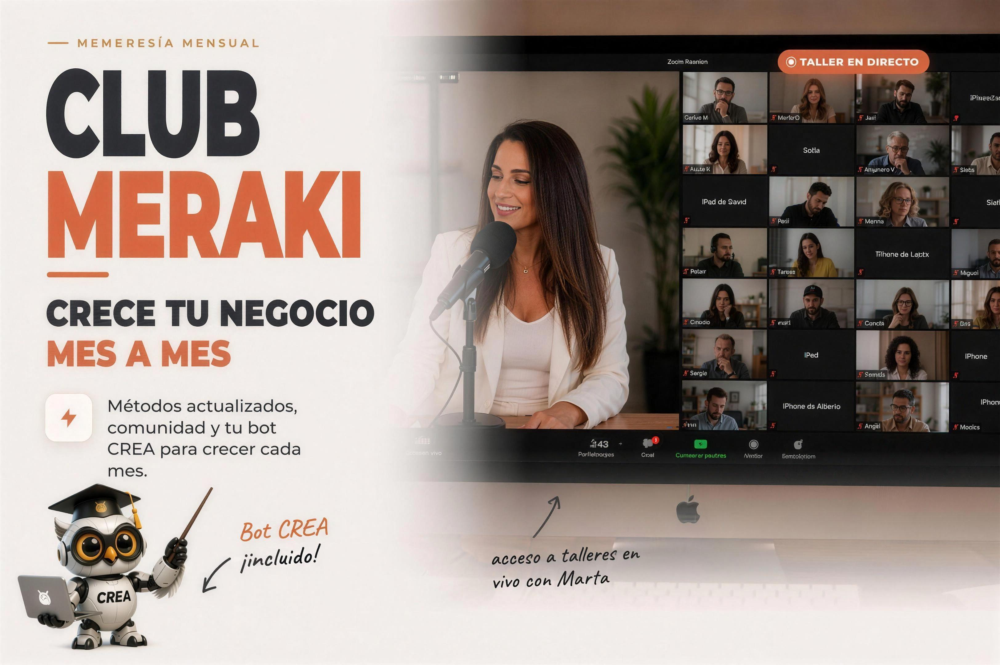 Club Meraki, membresía mensual, crece tu negocio mes a mes