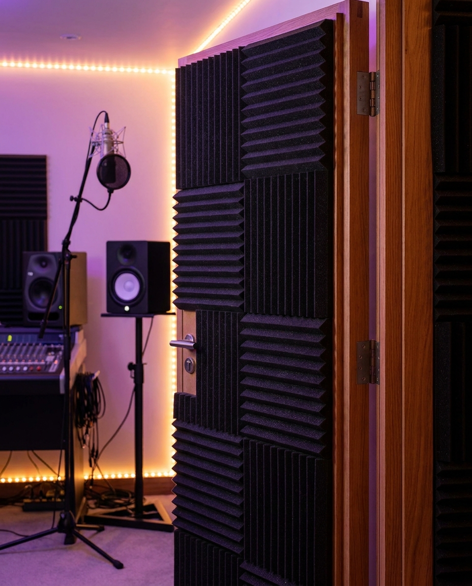 Recording studio with acoustic treatment