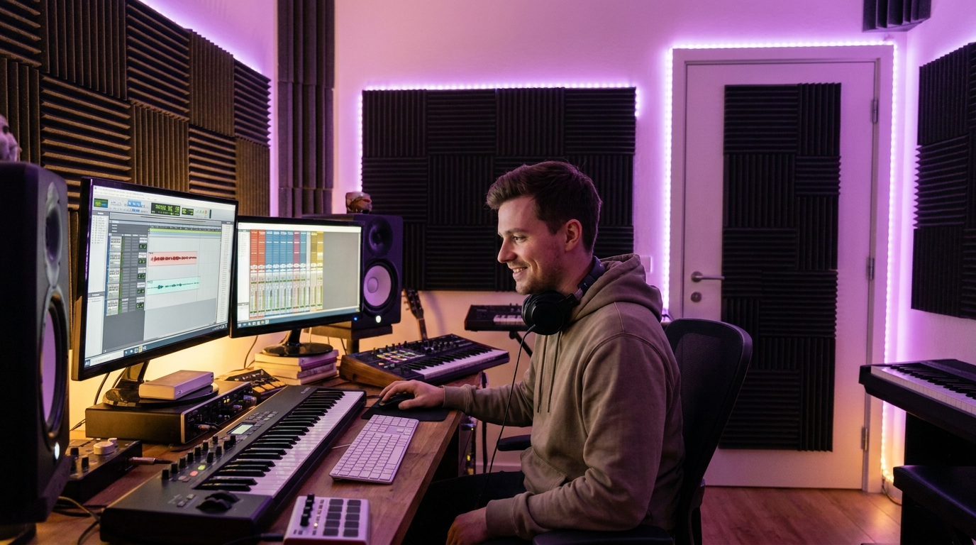 Producer in home studio