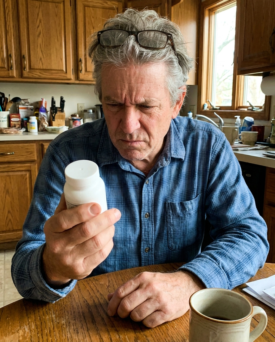 Reading the back label of a supplement bottle