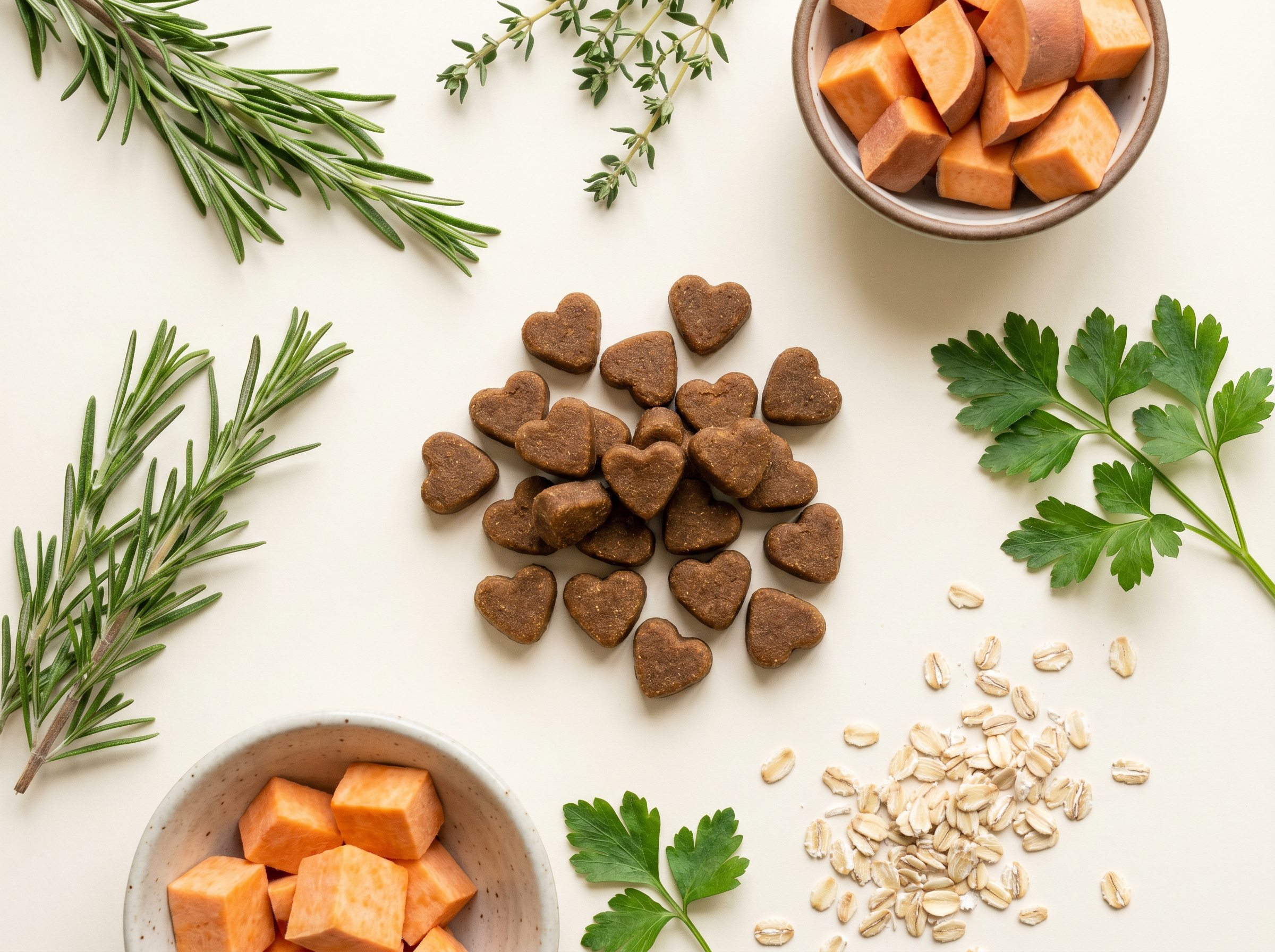 Heart-shaped natural soft chews with fresh ingredients