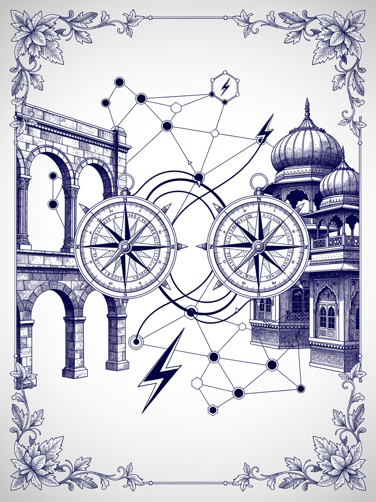 Illustration showing integration between international OCPI standards and India's UBC protocol through interconnected architectural and network elements