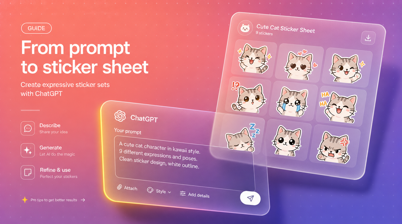 ChatGPT image prompts for sticker pack design Etsy print on demand